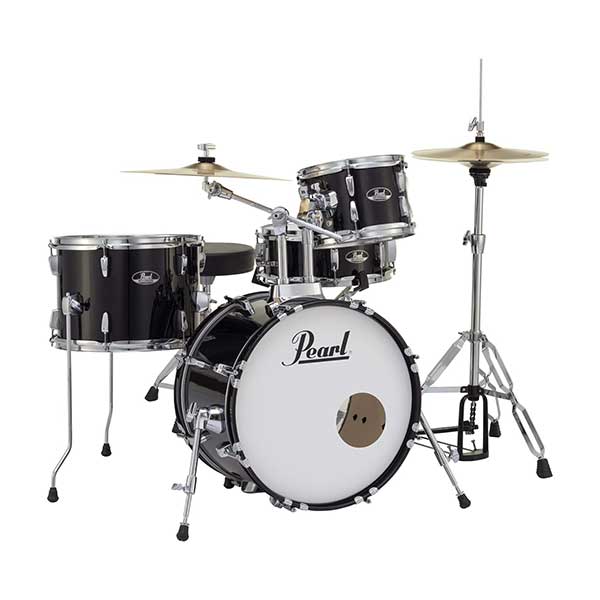 PEARL Roadshow Acoustic 4-Piece Complete Full Drum Set with Stands & Pedals, Black