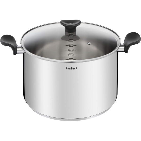 Tefal Primary 28cm, Stainless Steel Stew Pot with Glass Lid - E3086404