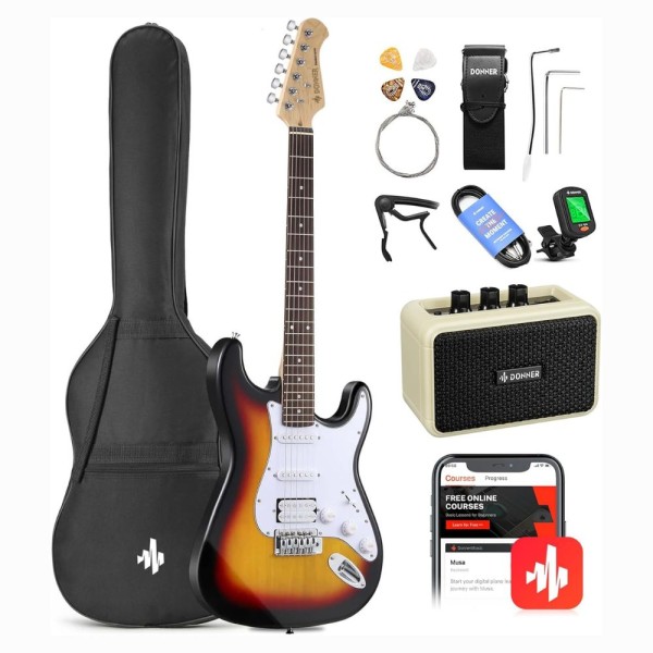 Donner DST-100 HSS Electric Guitar Bundle, Sunburst - EC1098