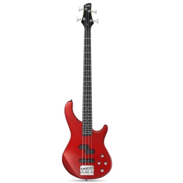 Donner DPJ-100R Electric Bass Guitar, Red - EC1387
