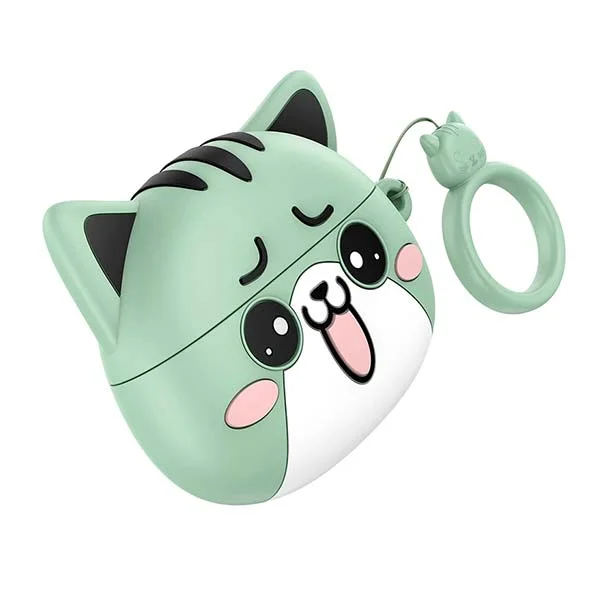 HOCO Cute Cat True Wireless Stereo Headset, Green - EW48-G