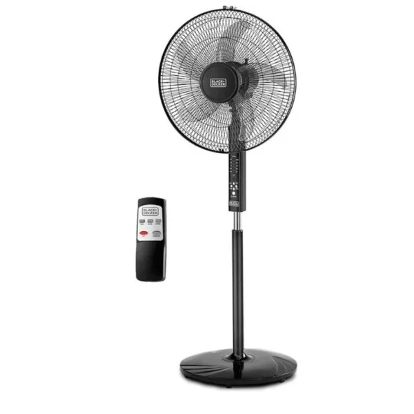 Black& Decker 16-Inch 3 Speed Pedestal Stand Fan with Remote Control, Black - FS1620R-B5