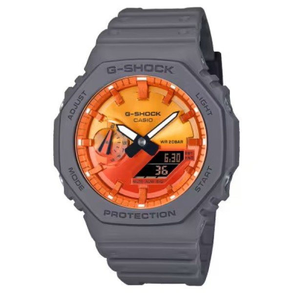 Casio G-Shock Gray Resin Band, Analog-Digital Watch for Men - GA-2100FL-8ADR