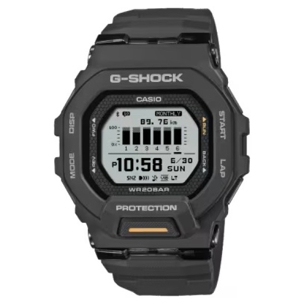 Casio G-Shock Black Band, Bluetooth Digital Watch for Unisex - GBD-200-1A1DR