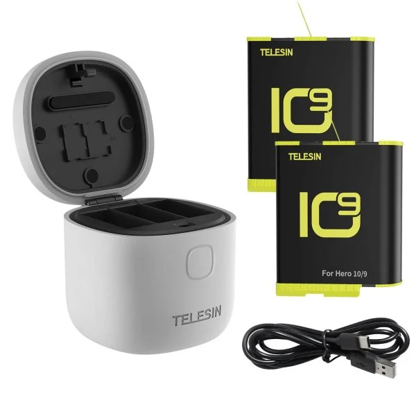 Telesin All in 1 Charger + 2 Batteries for GoPro 9/10/11 - GP-BTR-905-GY-B
