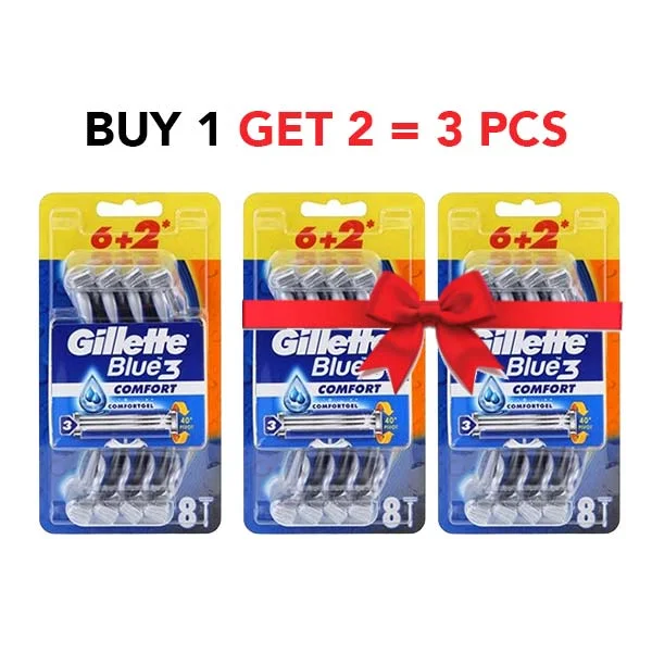 Gillette Blue3 Men's Disposable Razors 6 + 2 pieces - BUY 1 GET 2 FREE