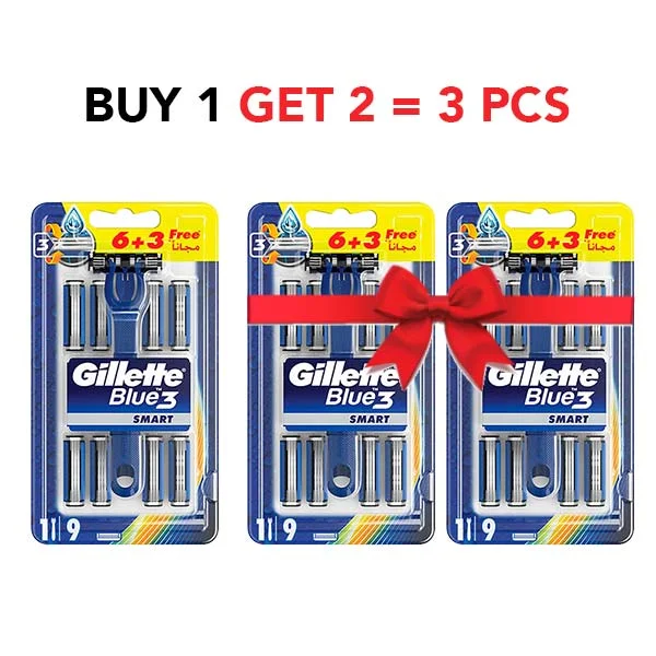Gillette Blue3 Smart Men's Razors 6 + 3 Pieces - BUY 1 GET 2 FREE