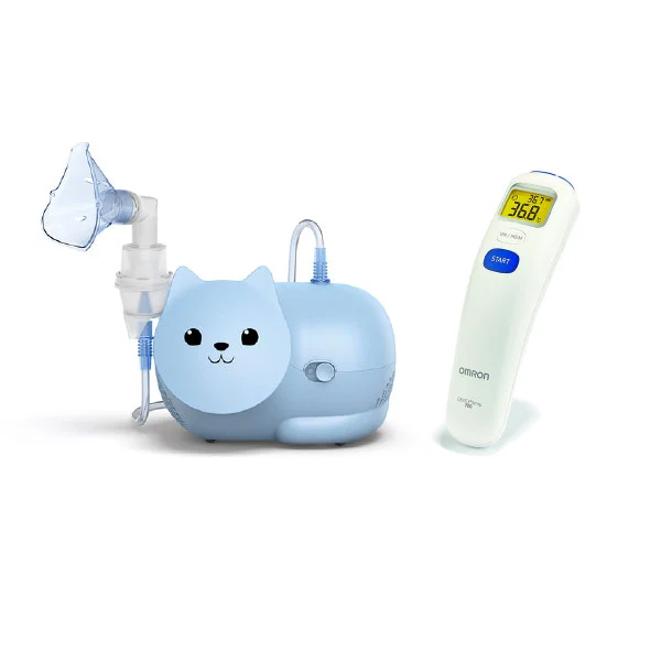 OMRON Nami Cat Nebulizer & GentleTemp Digital Forehead Thermometer Bundle  - OMRON-B1