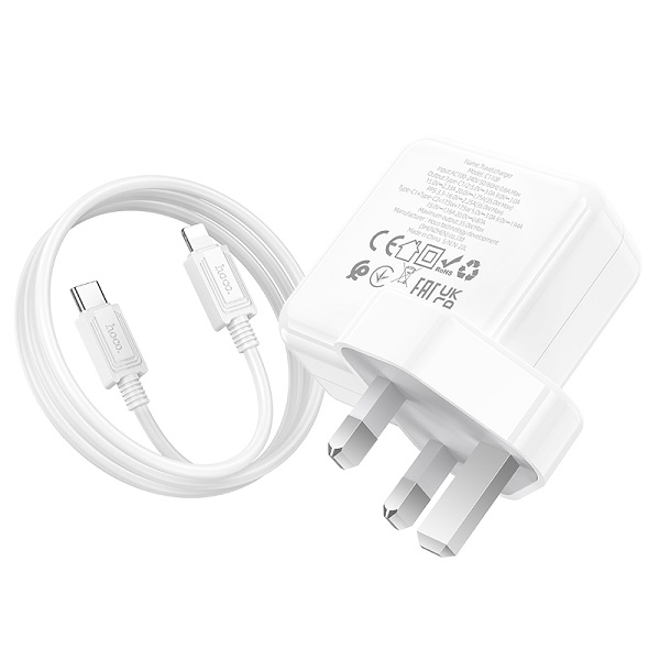 Hoco Wall Charger Dual Port PD35W Type-C With Lighting Cable Model: C110B P