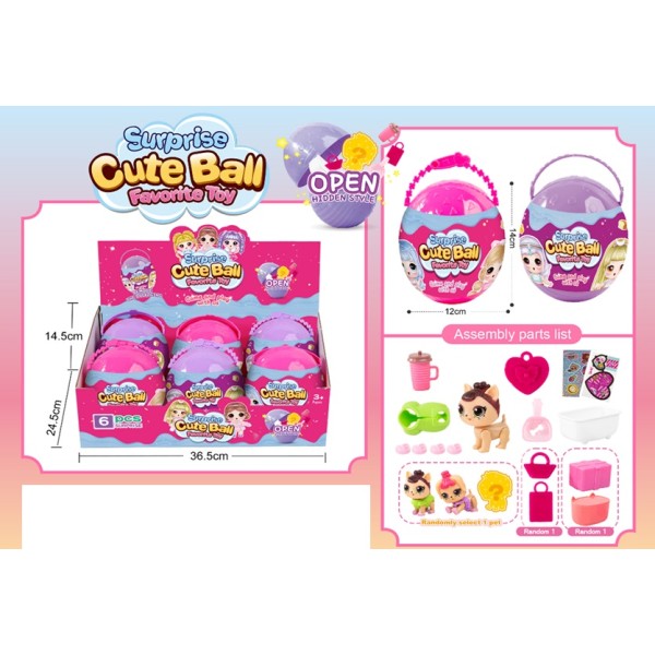 Pocket Toys Surprise Cute Ball Collect Your Favorite Pet Blind Box, Assorted - K2820