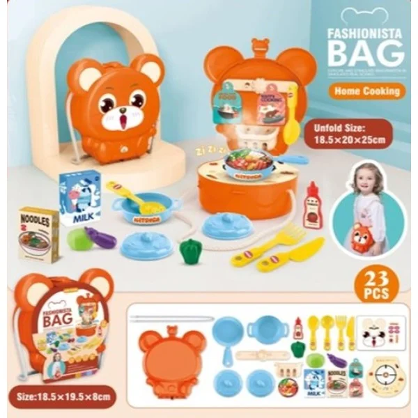 Pocket Toys Household Kitchen Shoulder Bear Bag with Accessories 23pieces Set - KL01-3