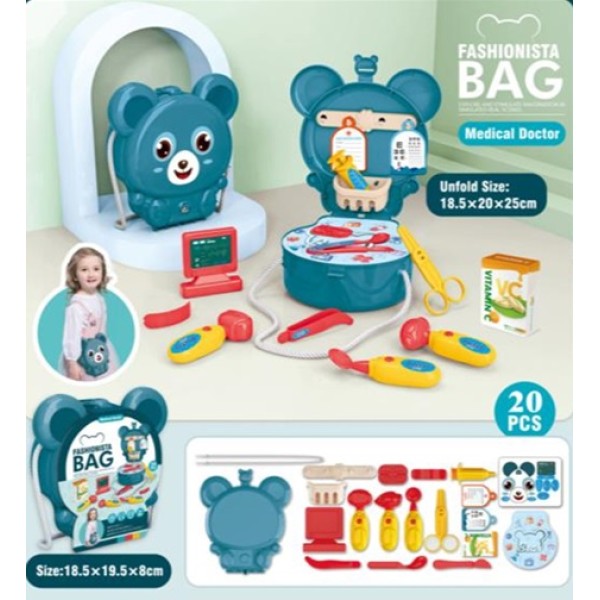 Pocket Toys Medical Equipment Shoulder Bear Bag with Accessories 20pcs Set - KL01-4
