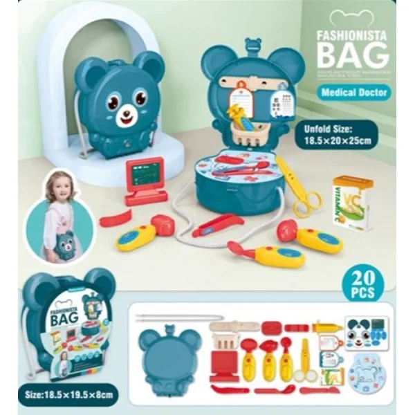 Pocket Toys Medical Equipment Shoulder Bear Bag with Accessories 20pcs Set - KL01-4