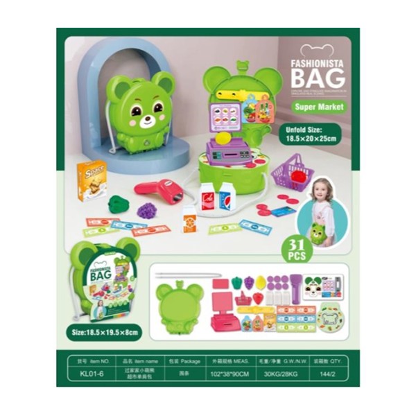 Pocket Toys Supermarket Shoulder Bear Bag with Accessories 31pcs Set - KL01-6