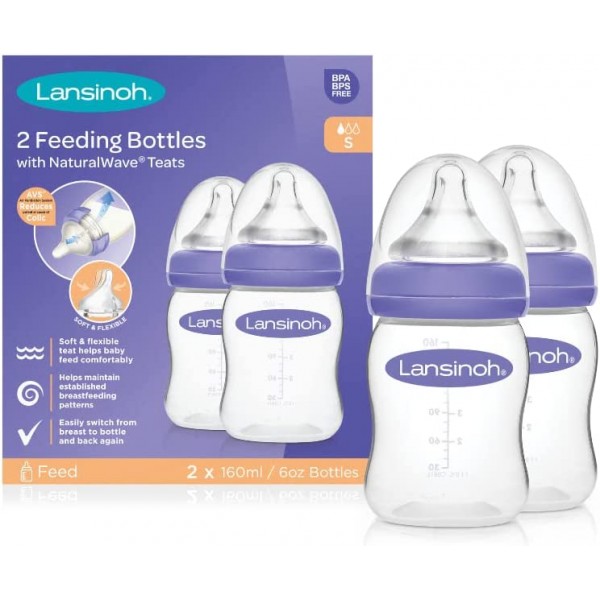 LANSINOH Plastic Feeding Bottles - 2*160 ml