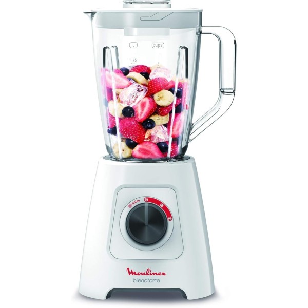 Moulinex BlendForce 2, 600 Watts 3 speeds, 2L Blender Smoothie Maker, White - LM423127