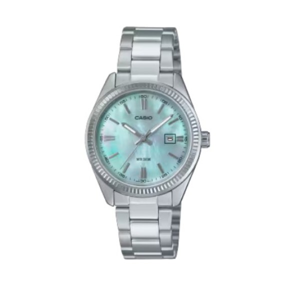 Casio Blue Dial, Stainless Steel Band Analog Watch for Women - LTP-1302DS-2AVDF