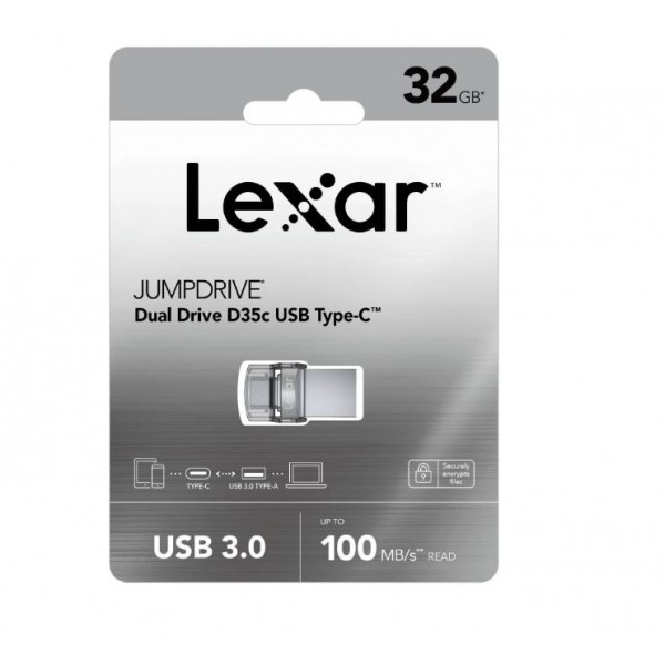 Lexar 32GB Dual Type-C and Type-A USB 3.0 Flash Drive - LJDD35C032G-BNBNG