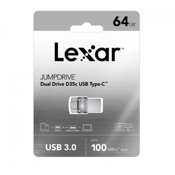 Lexar 64GB Dual Type-C and Type-A USB 3.0 Flash Drive - LJDD35C064G-BNBNG