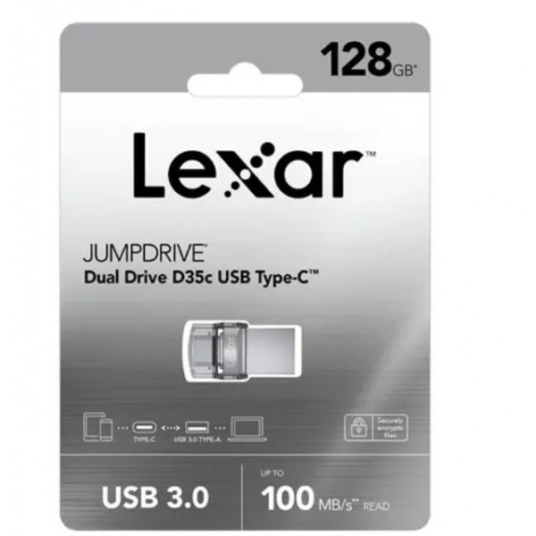 Lexar 128GB Dual Type-C and Type-A USB 3.0 Flash Drive - LJDD35C128G-BNBNG