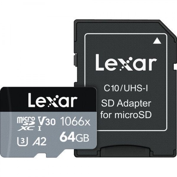 Lexar 1066x 64GB Micro SDXC UHS-I Phone Memory Card + SD Adapter