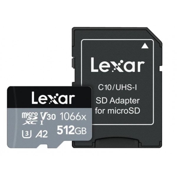 Lexar 1066x 512GB Micro SDXC UHS-I Phone Memory Card + SD Adapter