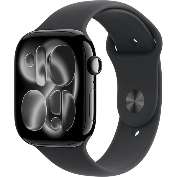 Apple Watch Series 11 GPS 46mm Jet Black Aluminum Case with Black Sport Band - S/M
