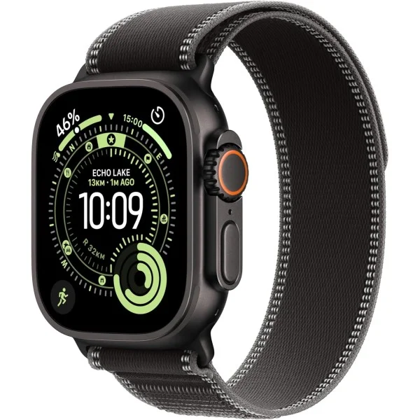 Apple Watch Ultra 3&nbsp;GPS + Cellular&nbsp;49mm&nbsp;Black Titanium Case with Black/Charcoal Trail Loop - M/L
