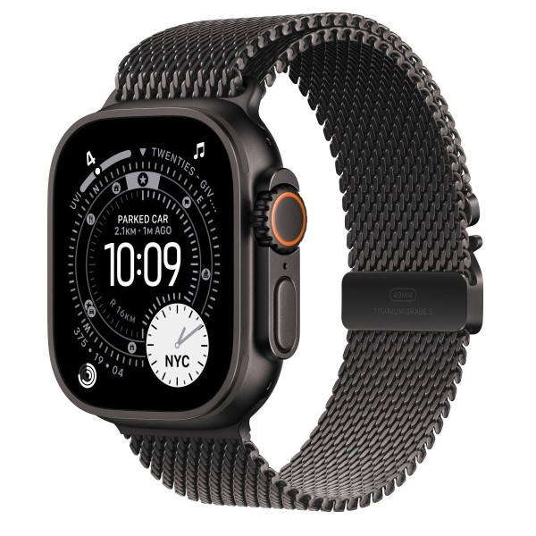 Apple Watch Ultra 3 GPS + Cellular 49mm Black Titanium Case with Black Titanium Milanese Loop - Medium