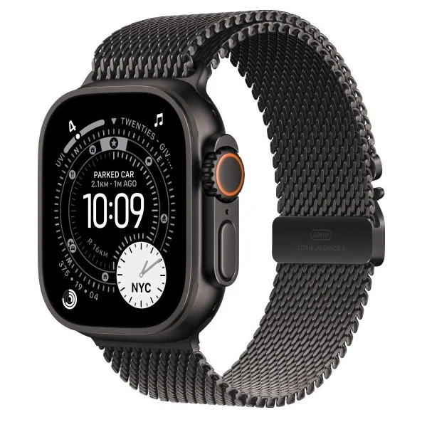 Apple Watch Ultra 3 GPS + Cellular 49mm Black Titanium Case with Black Titanium Milanese Loop - Medium