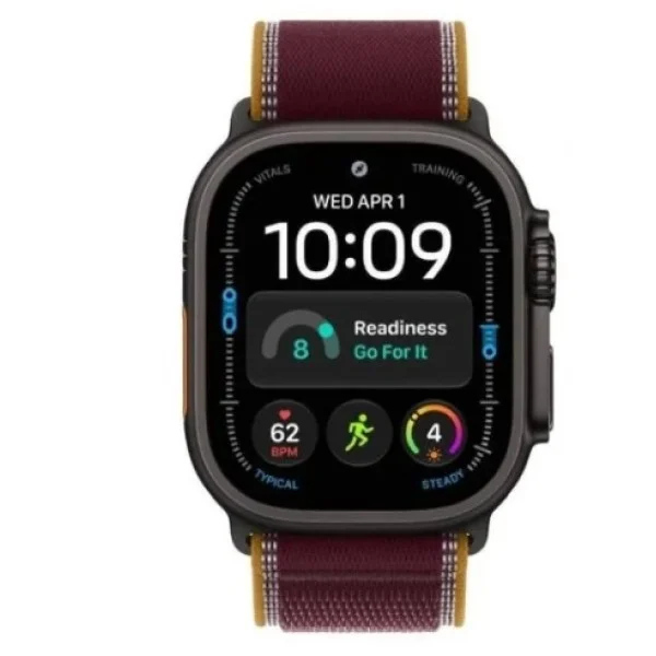 Apple Watch Ultra 4, GPS + Cellular 49mm Black Titanium Case with Burgundy Trail Loop - M/L