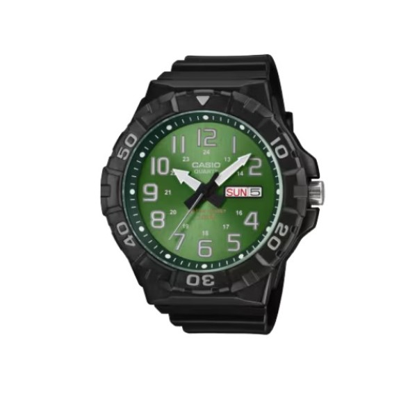 Casio Green Dial Black Resin Band Analog Watch for Men - MRW-210H-3BVDF