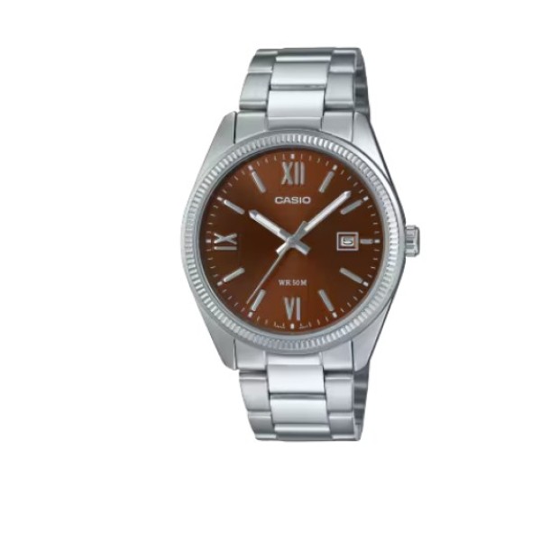 Casio Brown Dial, Stainless Steel Band Analog Watch for Men - MTP-1302DD-5AVDF