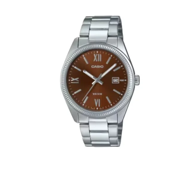 Casio Brown Dial, Stainless Steel Band Analog Watch for Men - MTP-1302DD-5AVDF
