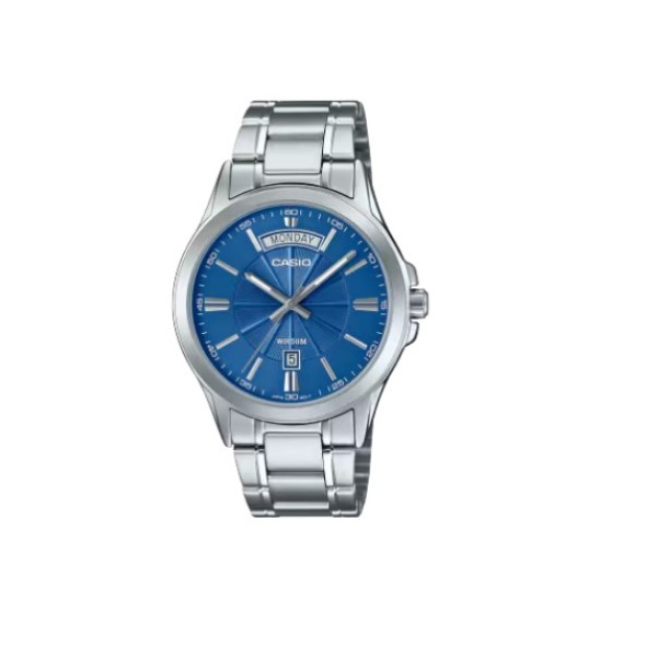 Casio Blue Dial, Stainless Steel Band Analog Watch for Men - MTP-1381D-2AVDF