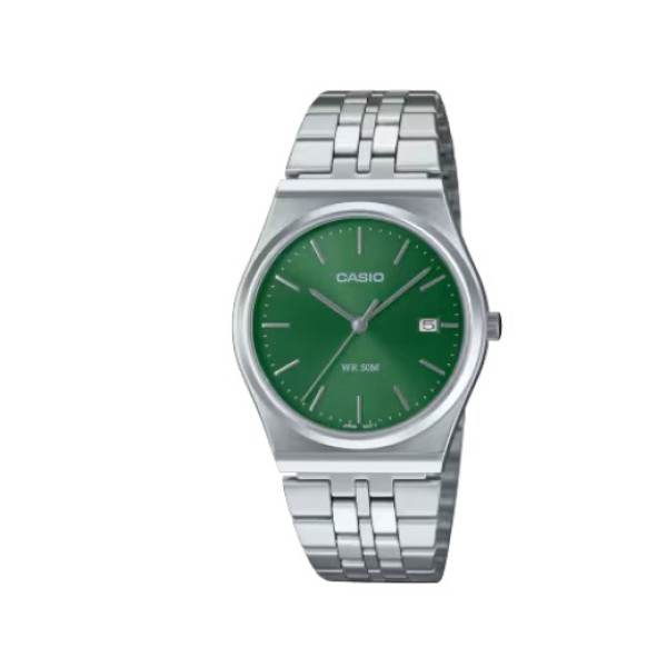 Casio Green Dial, Stainless Steel Band Watch for Men - MTP-B145D-3AVDF