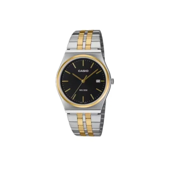 Casio Enticer Black Dial, Stainless Steel Band Analog Watch for Men - MTP-B145SG-1AVDF