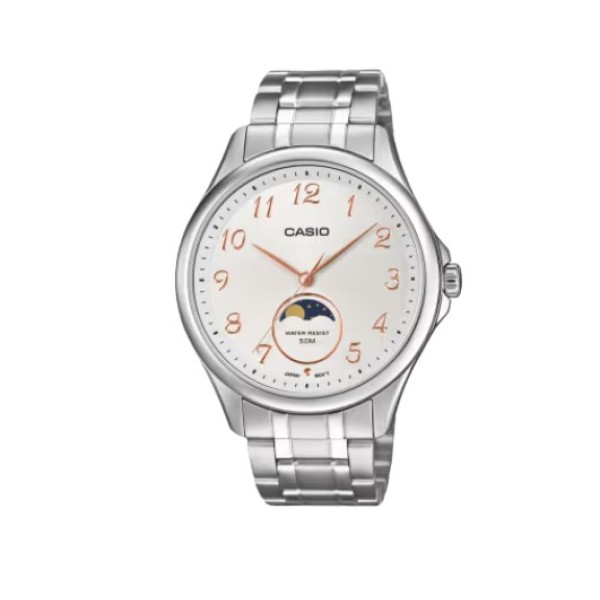 Casio Classic Design, White Dial Stainless Steel Band, Analog Watch for Men - MTP-M110D-7AVDF