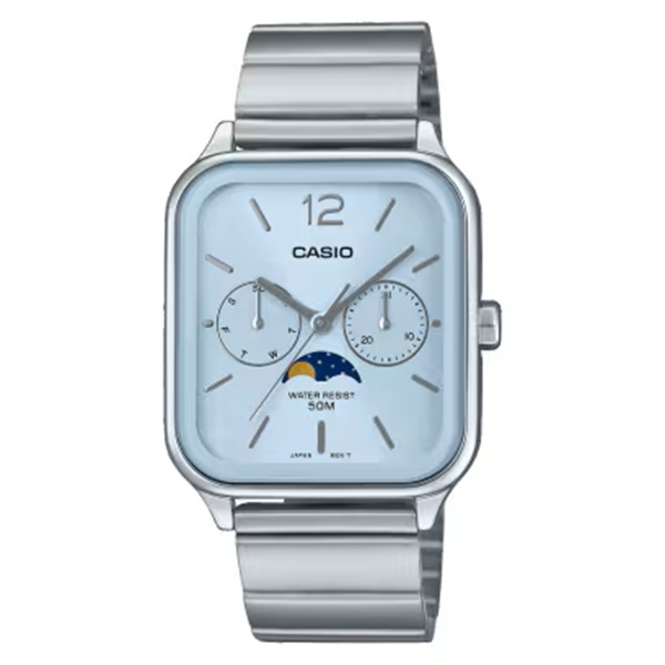 Casio Blue Dial Moon Phase Stainless Steel Watch for Unisex - MTP-M305D-2AVDF