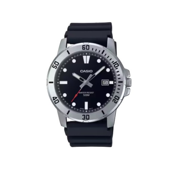 Casio Black Resin Band, Analog Watch for Men - MTP-VD01-1EVUDF