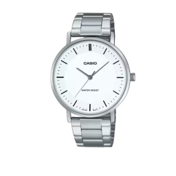 Casio White Dial, Round Shape Stainless Steel Band Analog Watch for Men - MTP-VT04D-7EDF