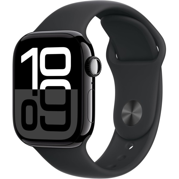 Apple Watch Series 10 GPS + Cellular 42mm Jet Black Aluminium Case with Black Sport Band – M/L Apple Watch Series 10 GPS + Cellular 42mm Jet Black Aluminium Case with Black Sport Band – M/L