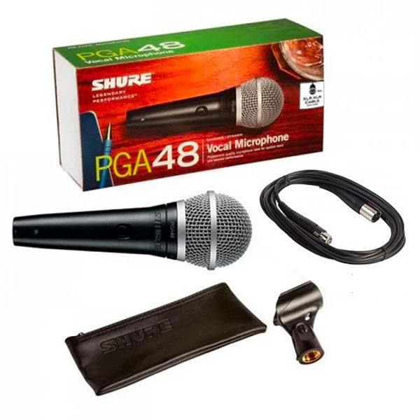 Shure Handheld Dynamic Microphone W/15ft XLR CABLE - PGA48-XLR-E