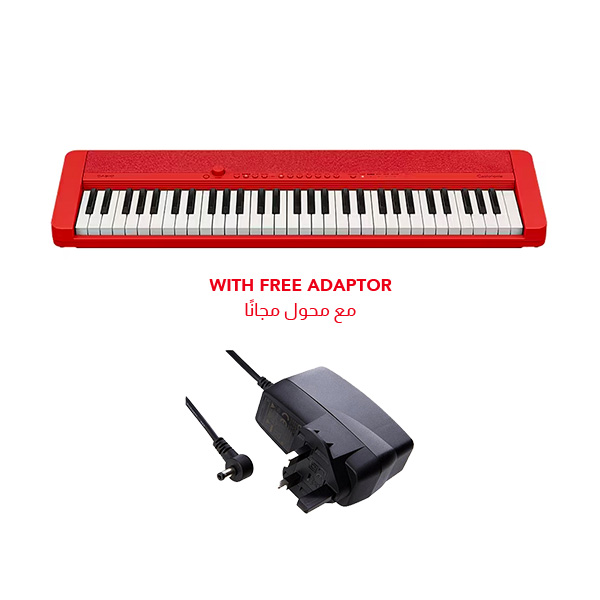 Casio 61-Key Portable Keyboard with Free Adaptor, Red - CT-S1RDC2-O