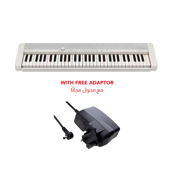 Casio 61-Key Portable Keyboard with Free Adaptor, White - CT-S1WEC2-O