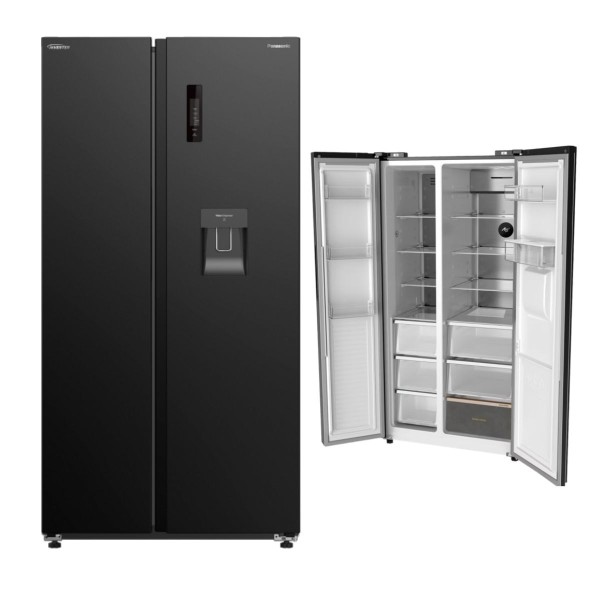 Panasonic Side by Side Refrigerator 610 Liters, Black - NR-BS80DMKKW