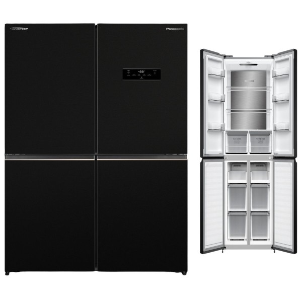 Panasonic 4 Door French Door Refrigerator, 446 Liters 15.8 CFT, Black - NR-DC60MSSKW