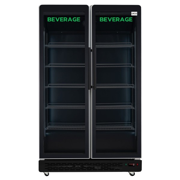 Orca Double Door Beverage Cooler, 853 Liters, Black - OR-LT1250CF