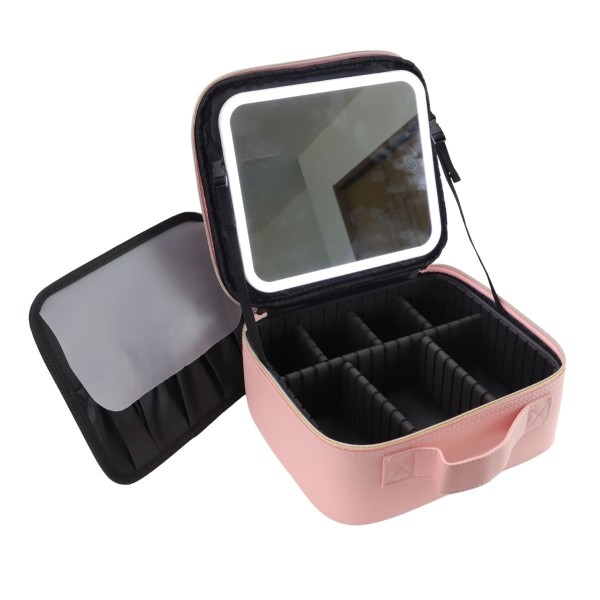 Orca Makeup Bag with Lighted Mirror, Pink - OR-SM398
