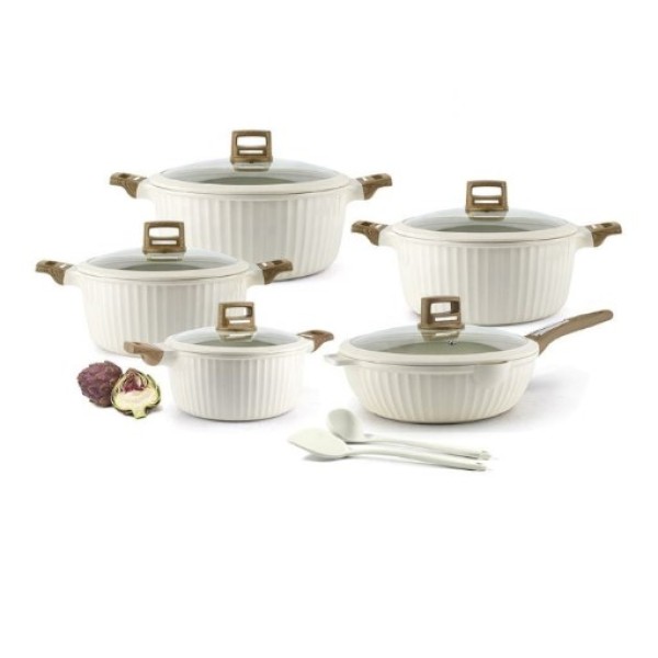 OSFE Granite Cookware Set of 12pcs, Ivory - OSFE-108